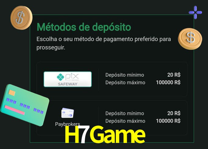 O cassino H7Game oferece uma grande variedade de métodos de pagamento